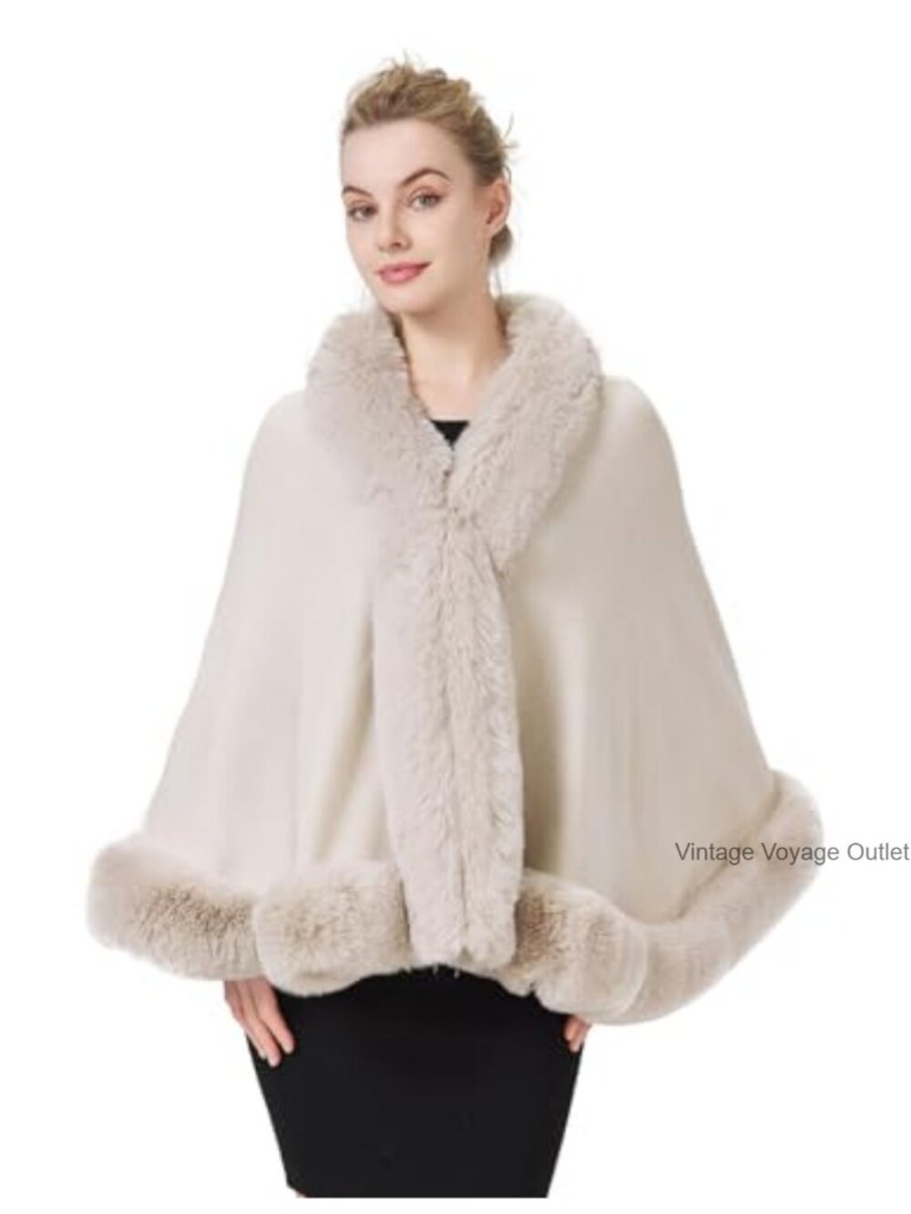 Faux Rabbit Fur Bridal Shawl Wrap Stole One Size Hook Closure Wedding Evening